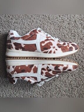 DV Dolce Vita Womens Cow Print Joque Retro Lace-Up Sneakers 8.5